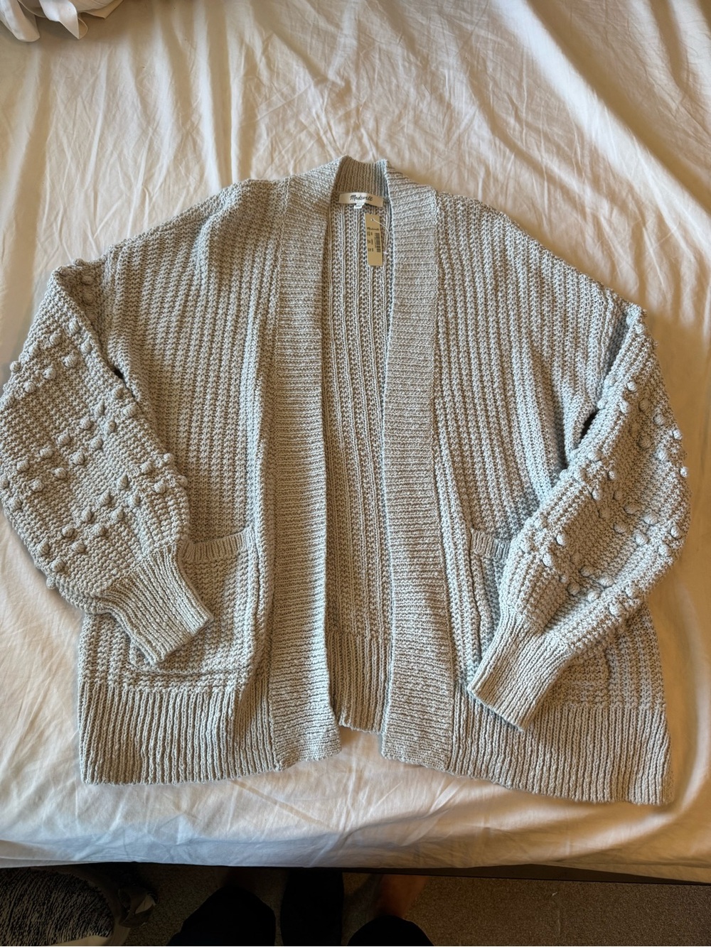 Madewell Bobble Sleeve Cardigan Sweater